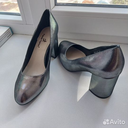 Туфли женские 37 размер, натуральная кожа, серебро
