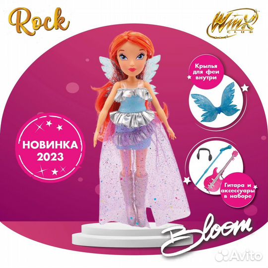 Шарнирная кукла Winx Club Rock Блум с крыльями и а