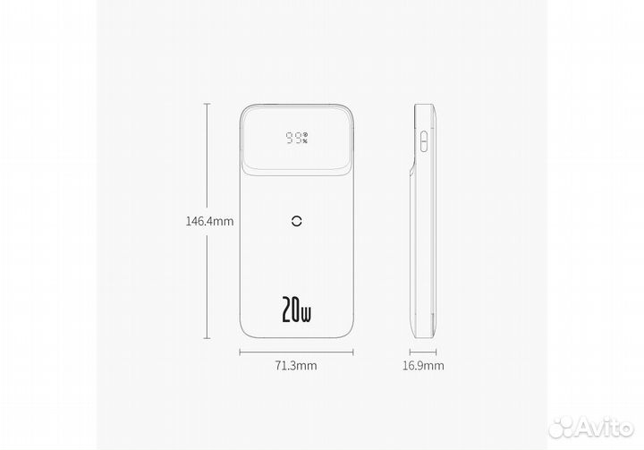 Пауэрбанк baseus magnetic 10000mah 20w