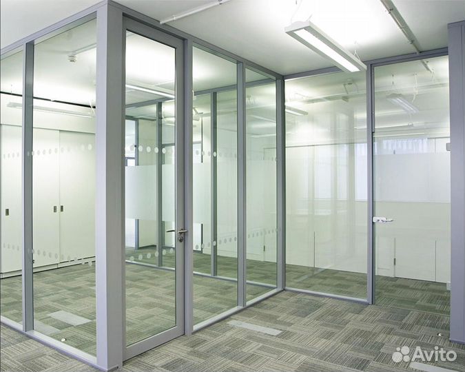 Перегородки алюминиевые остекление