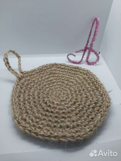 Джут. Набор из 2 шт.Мочалка для посуды. Эко-губка