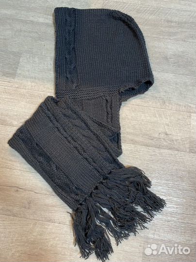 Капор с шарфом вязанный капюшон