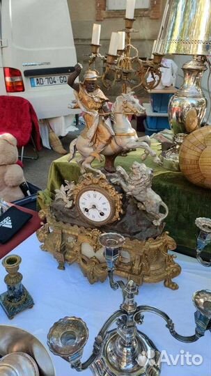 Каминные антикварные часы 19 век Всадник