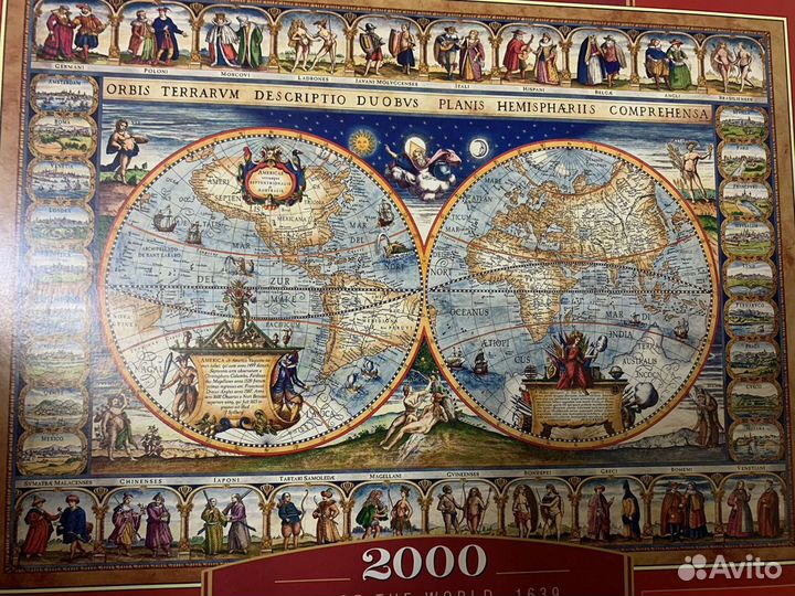 Пазл 2000шт новый, Карта Мира 1639 год