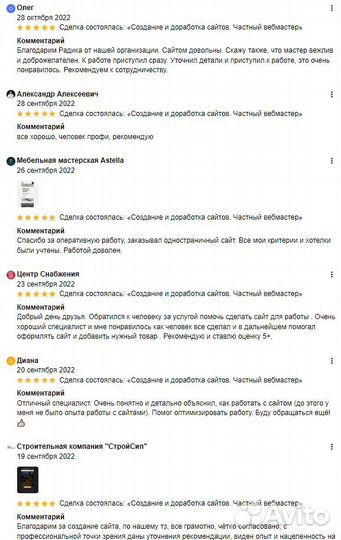 Создание и доработка сайтов. Частник