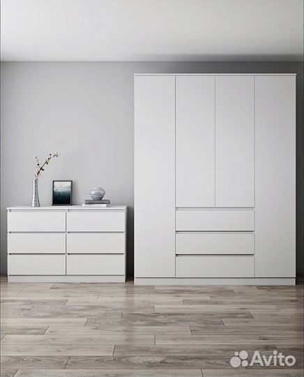 Шкаф плюс комод белый. Новый