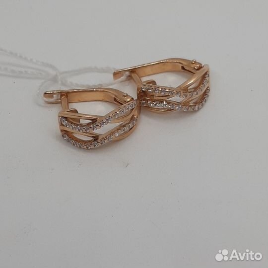 Серьги с синтетическим камнем Золото