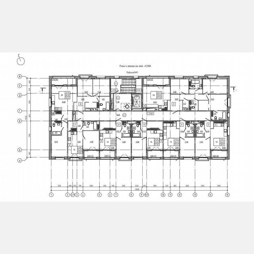 3-к. квартира, 92,2 м², 4/4 эт.