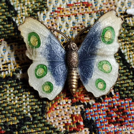 Бабочка брошь, винтажная. Эмаль