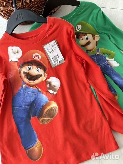 Лонгслив марио, футболка на мальчика hm 122 128