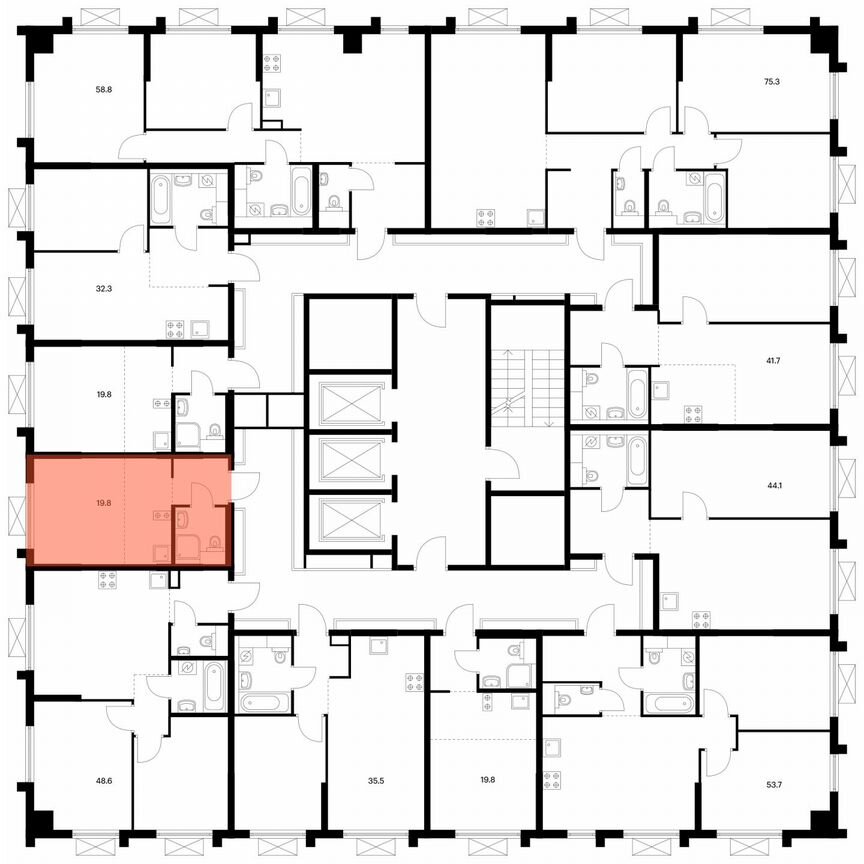 Квартира-студия, 19,8 м², 12/25 эт.