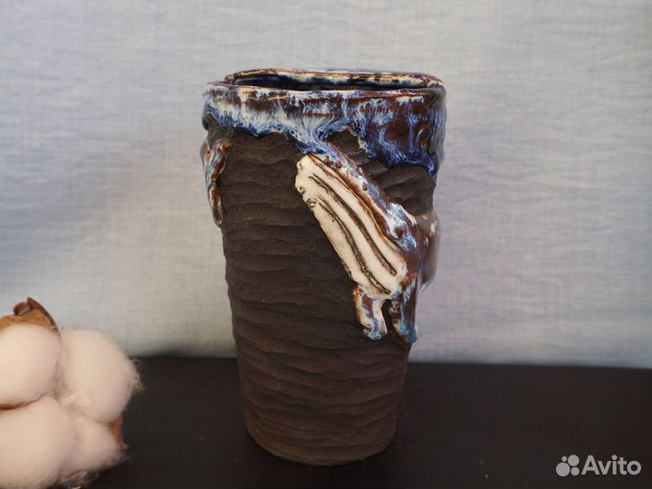 Кружка керамическая Пара китов ручная работа