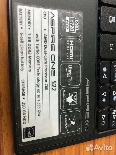 Нетбук acer aspire one 522