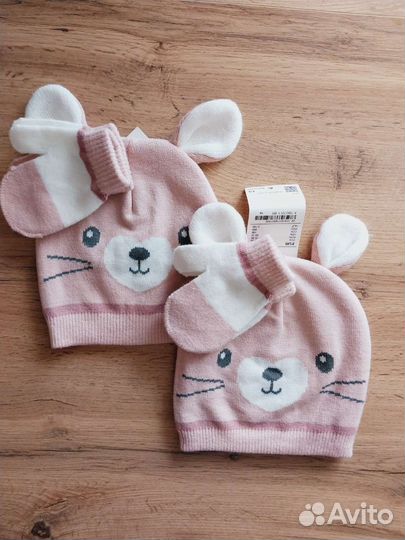 Шапка+варежки C&A 48/49, 50/51