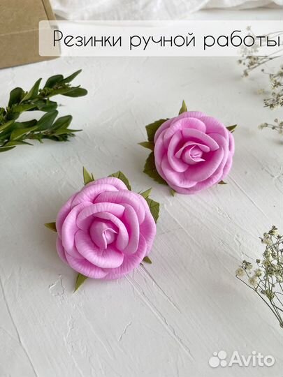 Резинки для волос ручной работы с розами