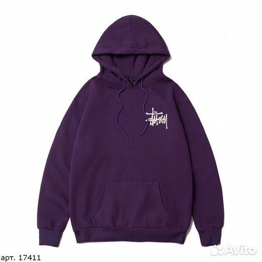 Худи stussy thermo logo фиолетовое