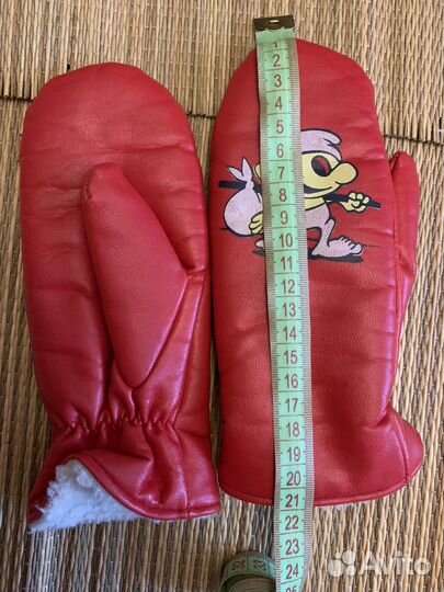 Варежки зимние детские кожаные