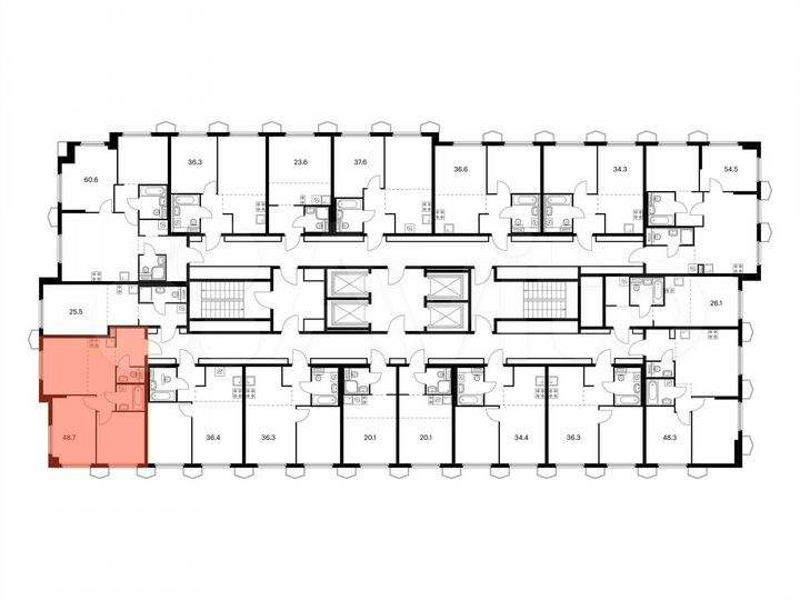 2-к. квартира, 48,7 м², 24/24 эт.