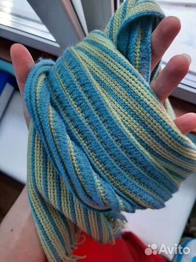 Шарф голубой - салатовый