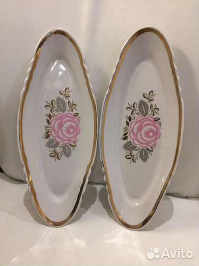 Декоративные тарелки, селёдочницы Дулево