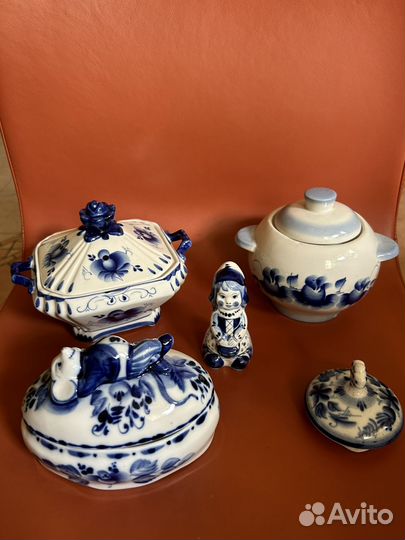 Гжель, 4 предмета