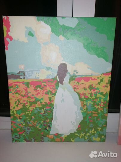 Готовая Картина 40 на 50 см девушка в поле