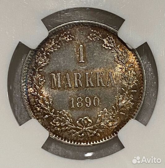 1 марка русская финляндия 1890 NGC MS62