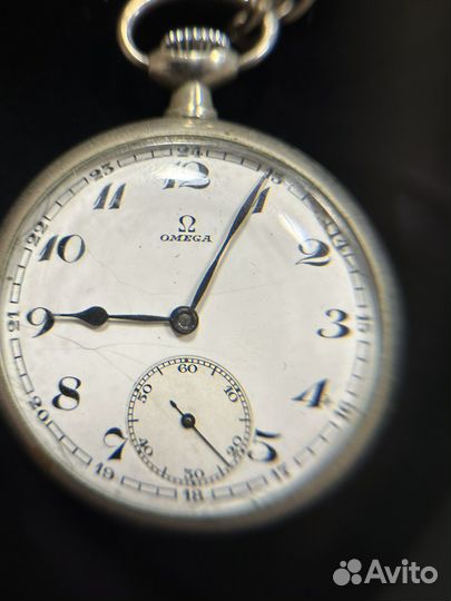 Карманные серебряные часы Omega/омега