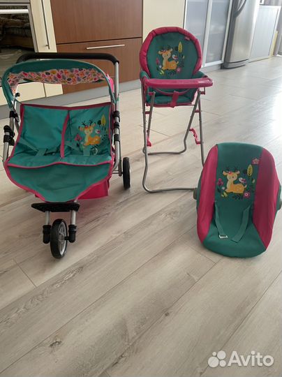 Игрушечный набор коляска и переноска