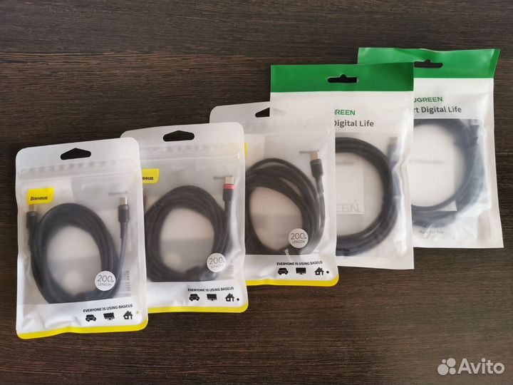 Кабели Baseus, Ugreen, Type C, 2м новые