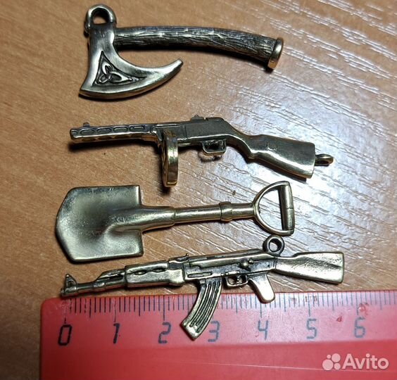 Брелоки микс 4шт, латунь