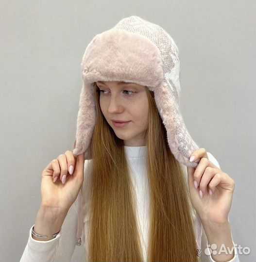 Шапка ушанка из ангоры, шапка из шерсти