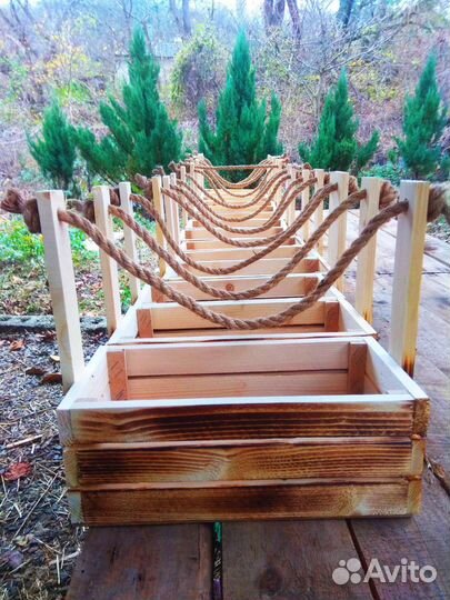 Кашпо деревянные ящички для цветов