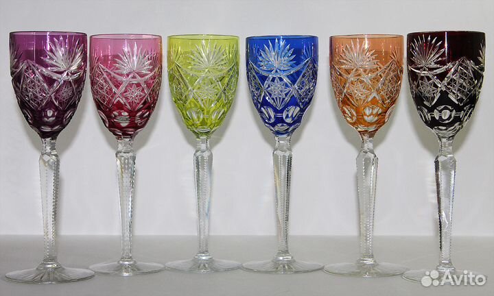 Старинные фужеры бокалы 22см хрусталь антик