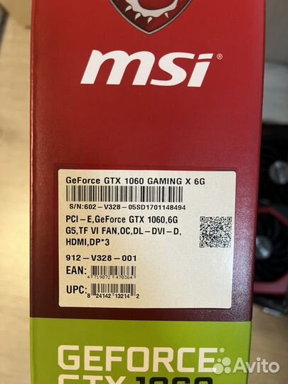 Видеокарта gtx 1060 6gb msi
