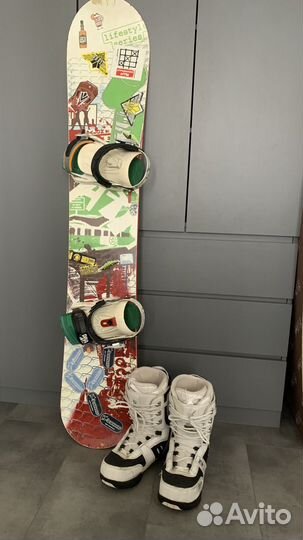 Сноуборд с ботинками 155