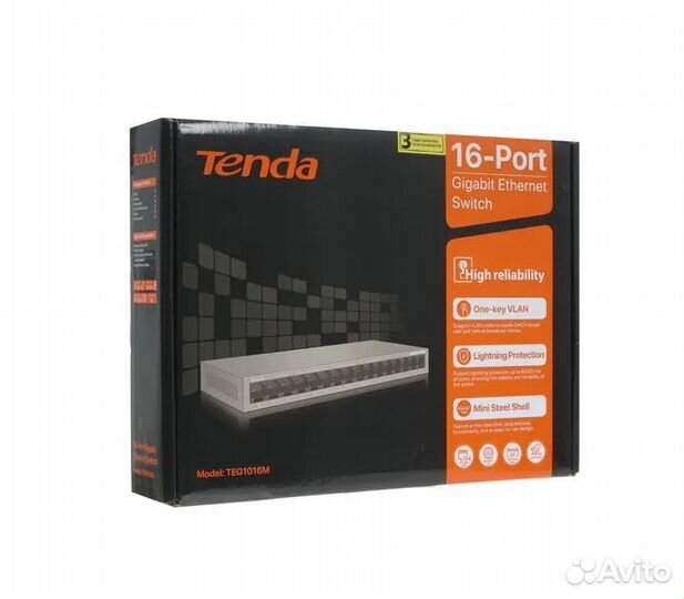 Коммутатор 16 гигабитный tenda TEG1016M
