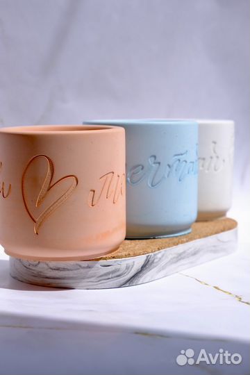 Свеча ароматическая, кокосовый воск, гипс