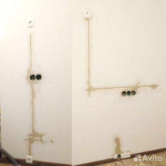 Штробление.Перенос розеток