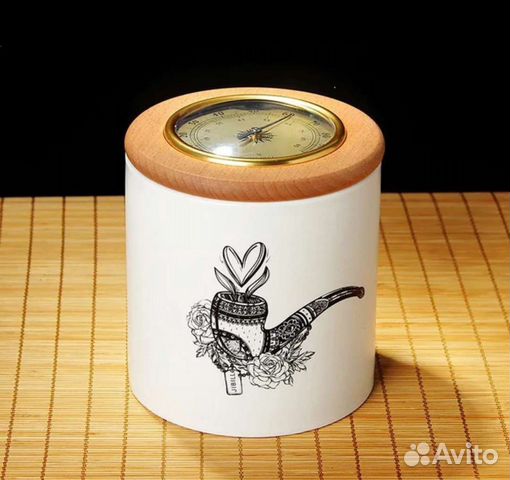 Керамическая банка хьюмидор для табака с гигрометр