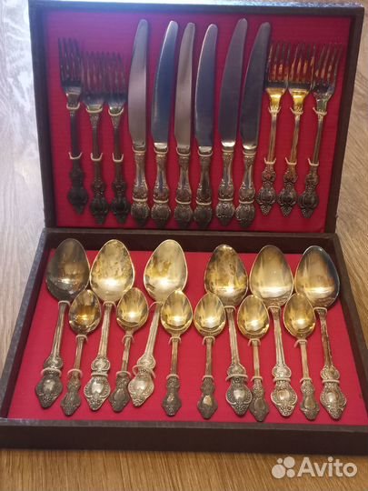 Набор столовых приборов мельхиор с серебром СССР
