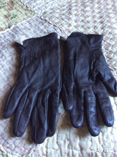 Перчатки женские кожа