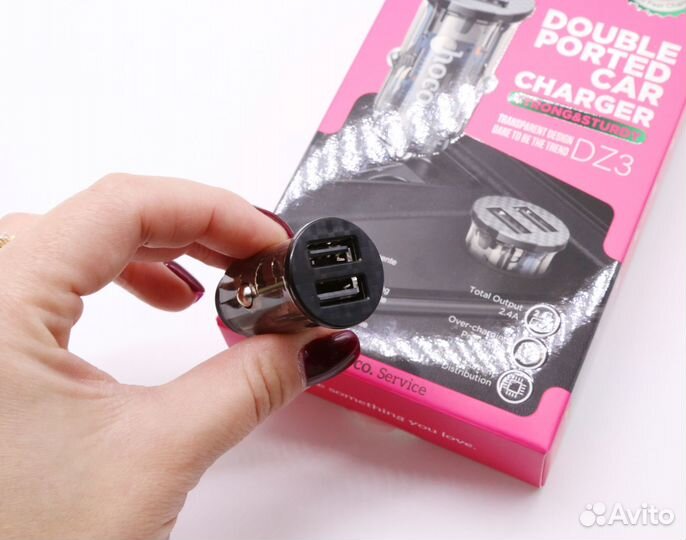 Адаптер в авто для зарядки телефона Hoco. новый