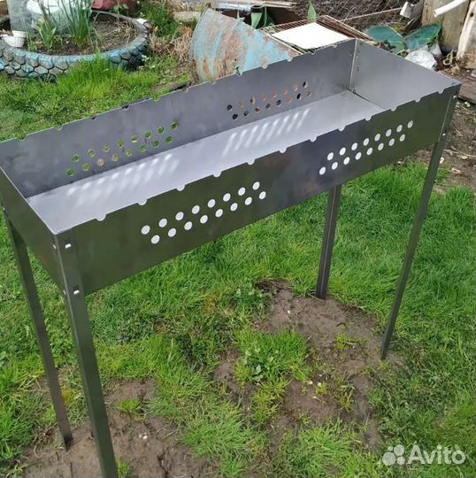 Большой сборный стальной мангал 90х90х30 см новый