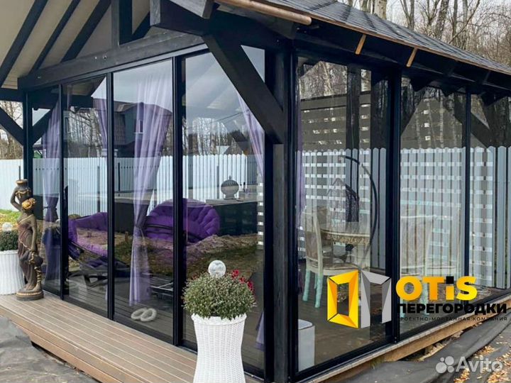 Стеклянная перегородка для зонирования