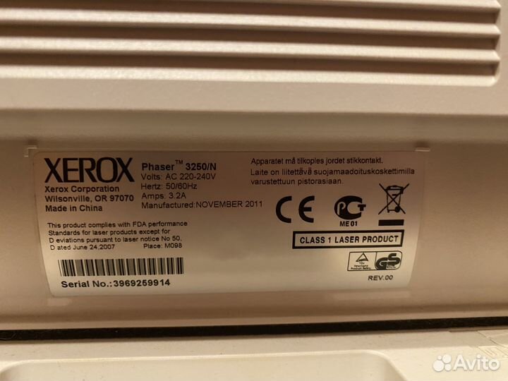 Лазерный принтер Xerox Phaser 3250