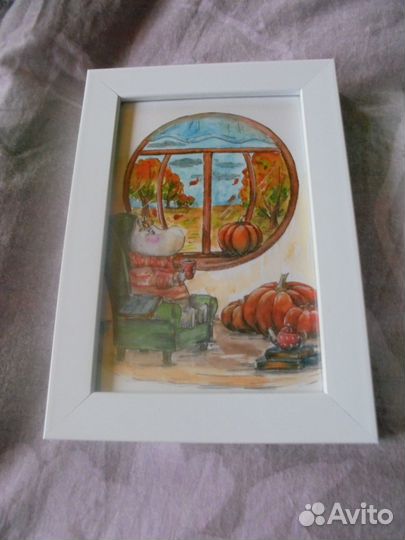 Панно Муми-тролли 13х18 белая рамка со стеклом