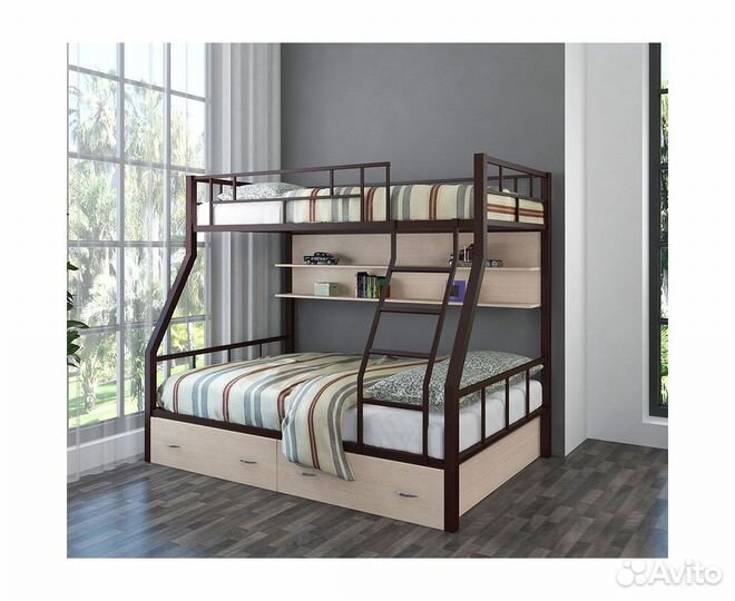 Двухъярусная кровать металлическая детская