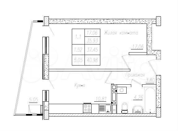 1-к. квартира, 37,5 м², 5/8 эт.