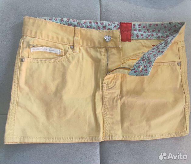 Юбка джинса мини на бедра,размер М, длина 30